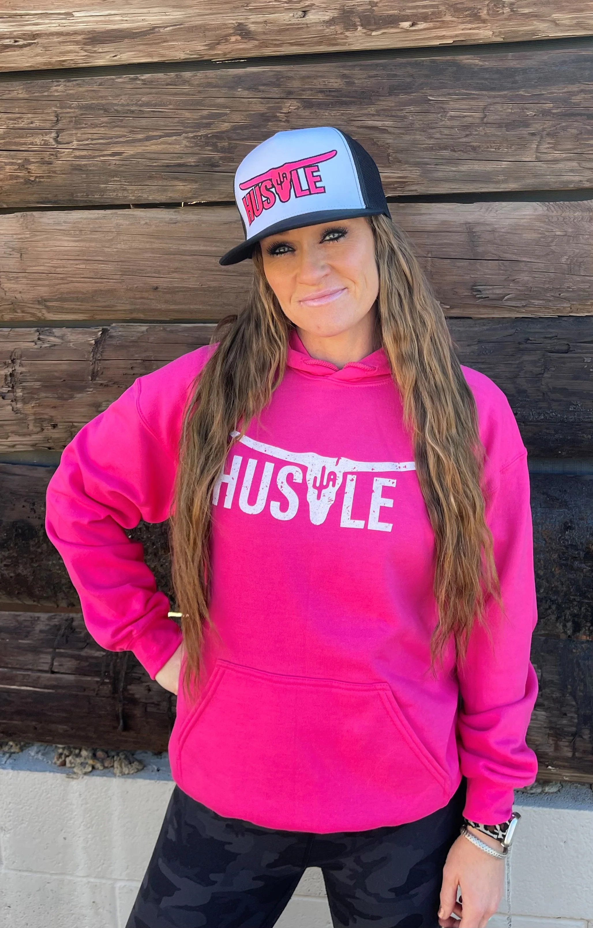 Hustle - Pink Adult Hoodie